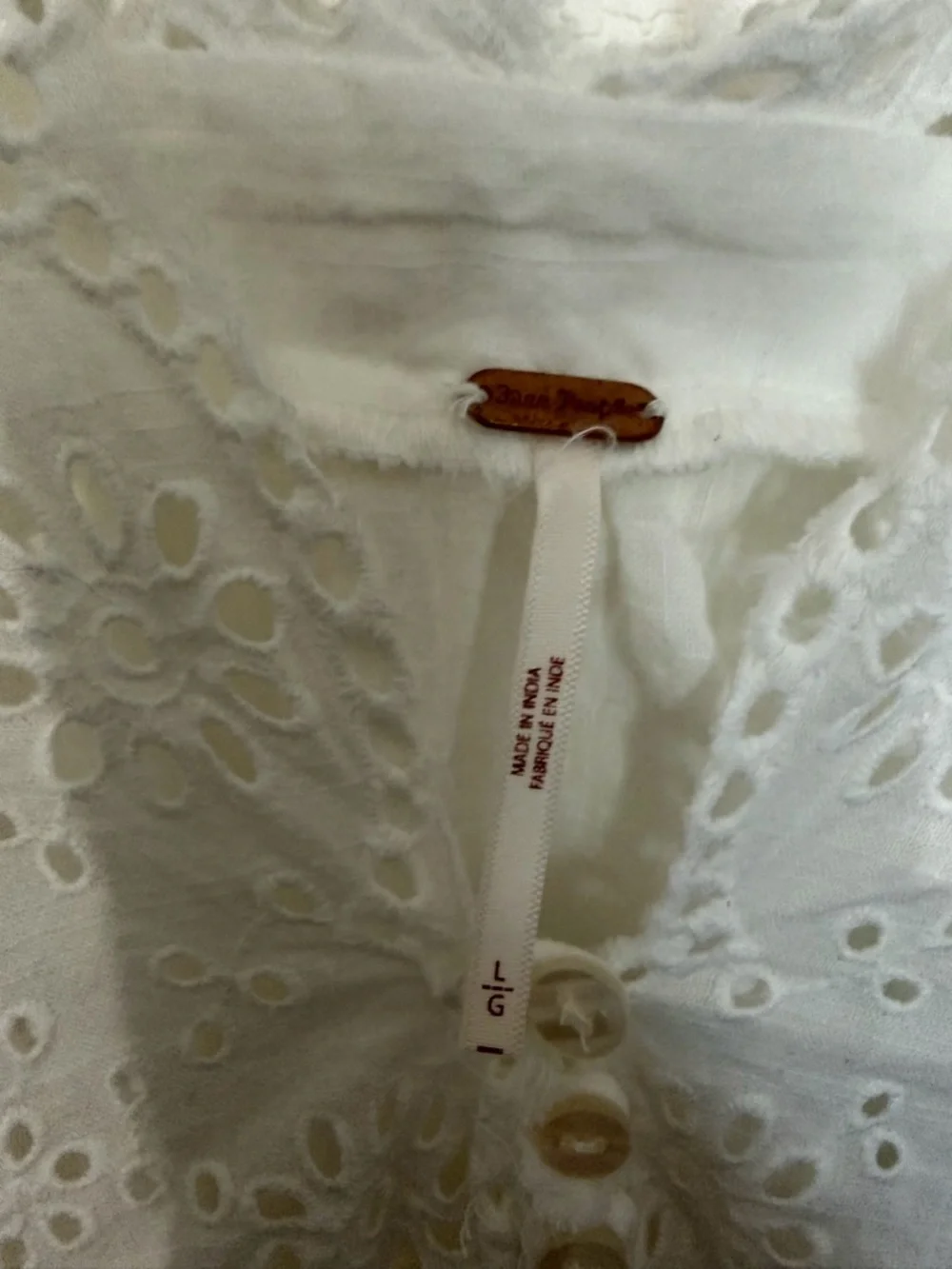 Free People White Broderie Anglaise V-Neck Peasant Top - Picture 3 of 5